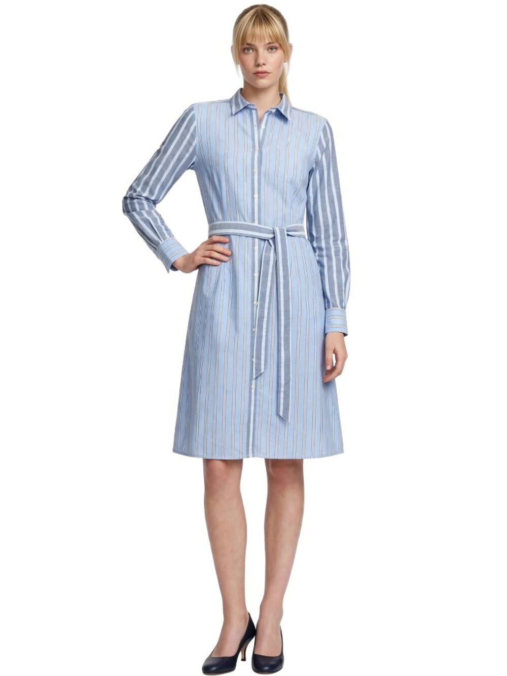 Brooks Brothers Shirt Dress Full Button Front Classic Stripe with Pockets & Belt